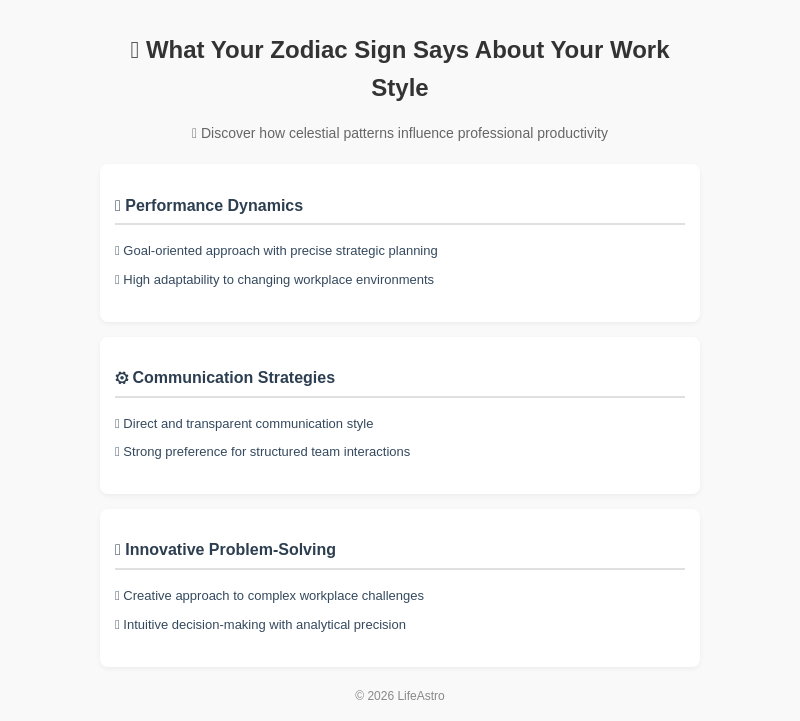 Workplace Zodiac Dynamics