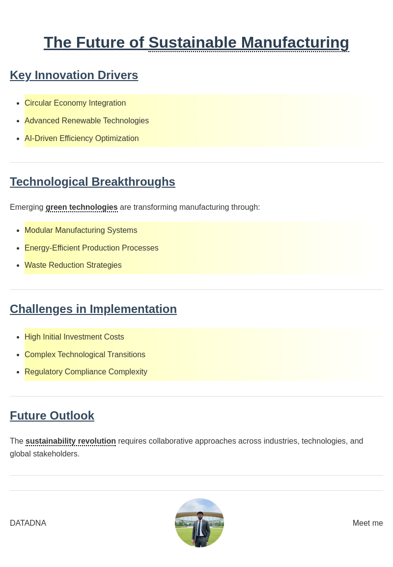 Sustainable Manufacturing Technologies