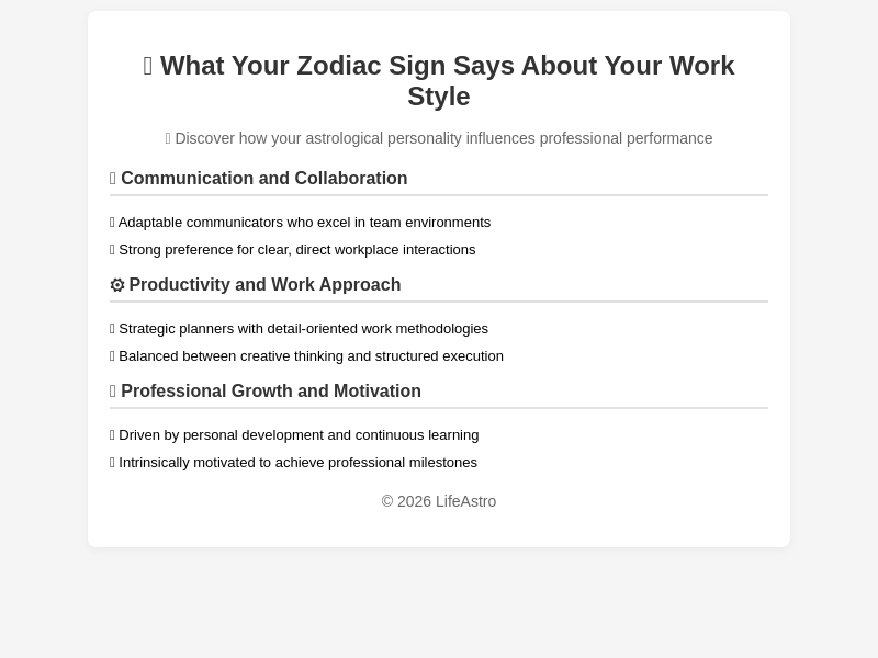 Zodiac Workplace Styles