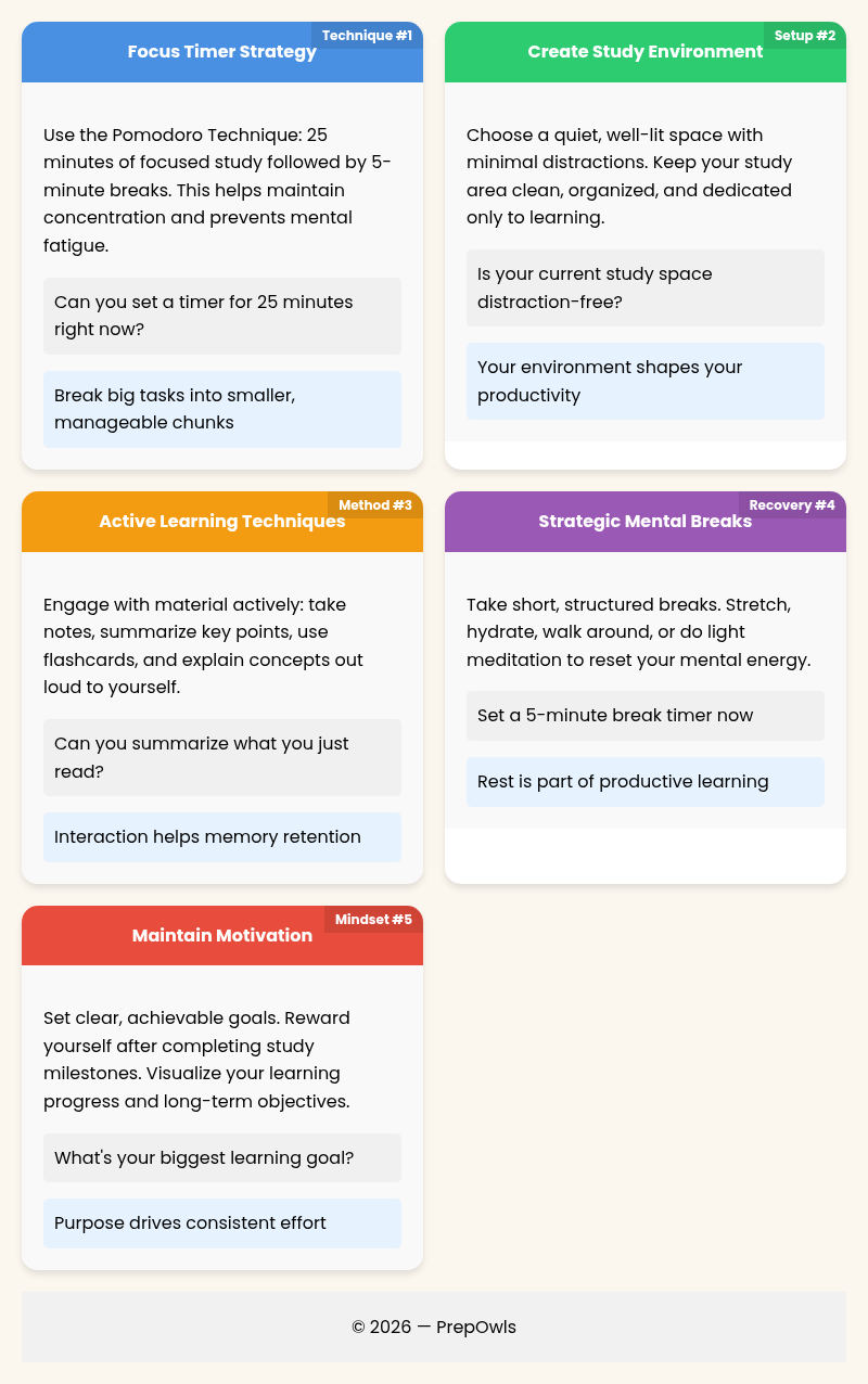Study Concentration Strategies