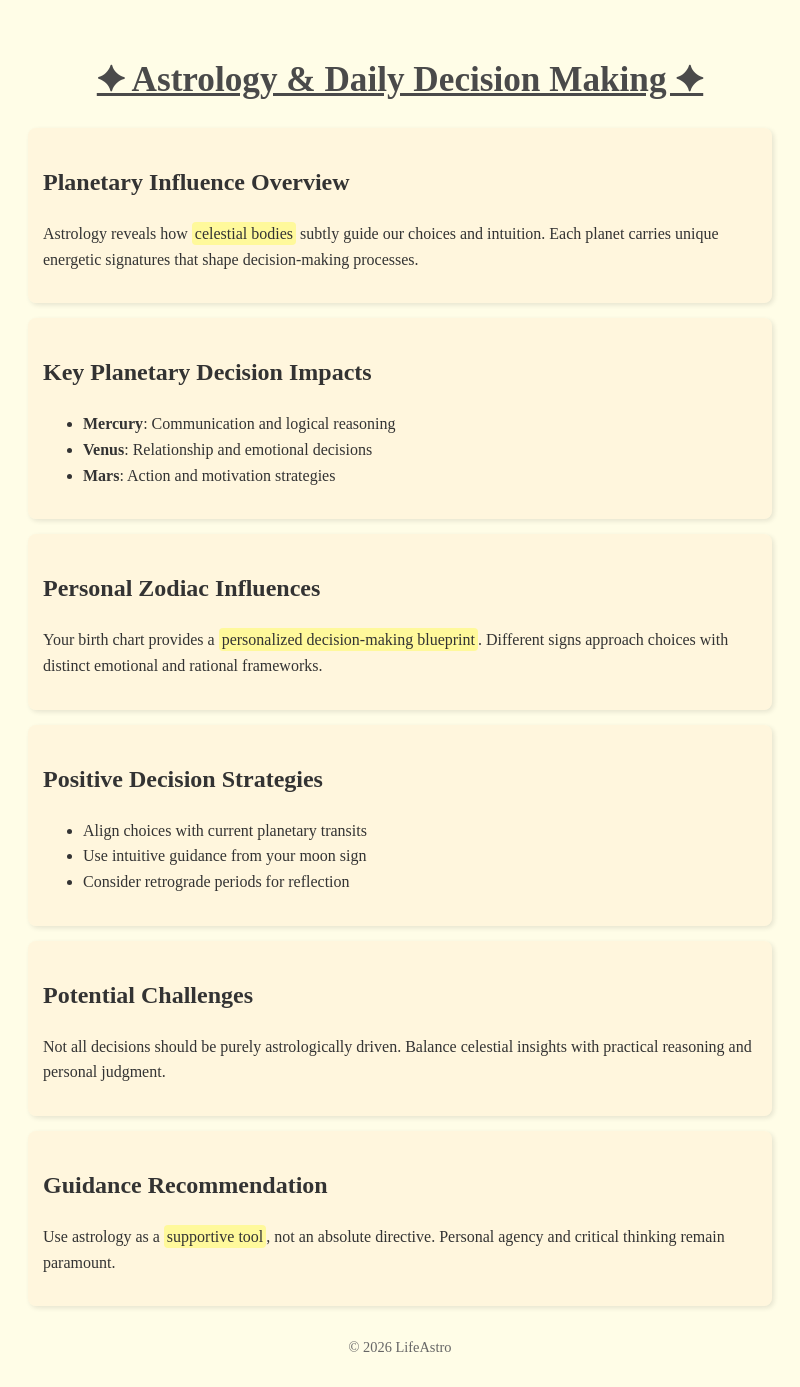 Astrological Decision Making